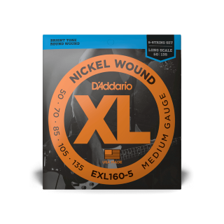 50-135 Medium 5-String, Long Scale, XL Nickel Bass Strings - EXL 160-5