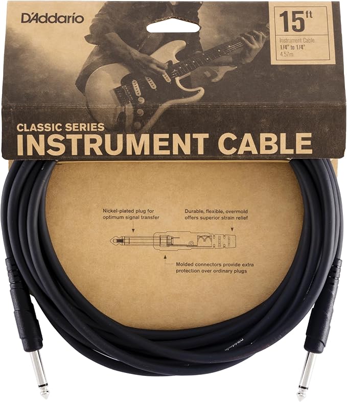 D'Addario Classic Series Instrument Cable, 15 feet