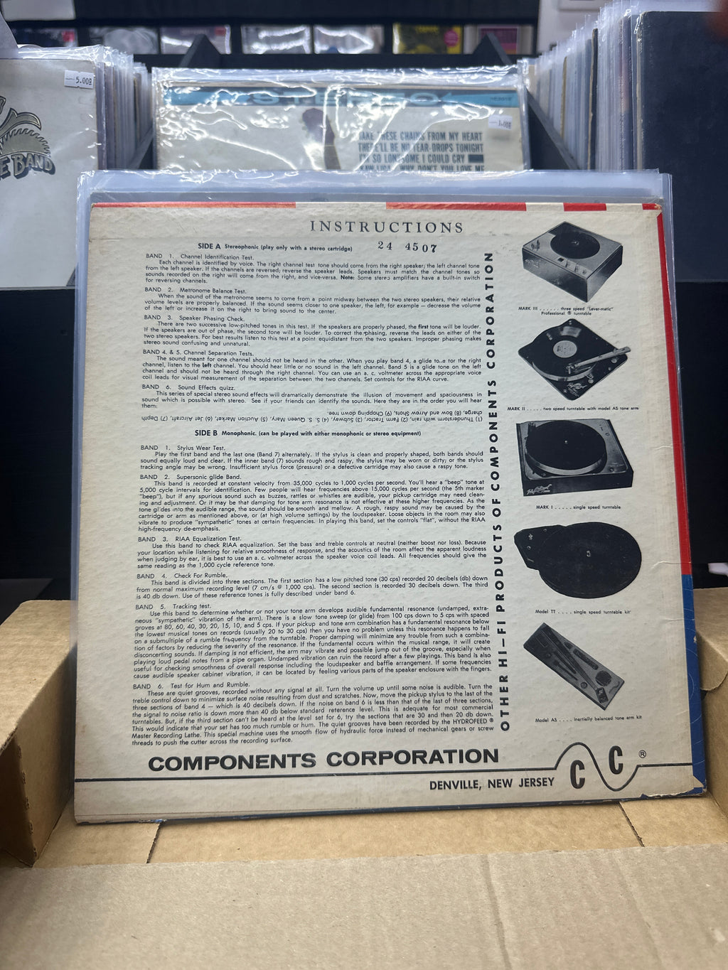COMPONENTS CORPORATION - STEREOPHONIC TEST RECORD