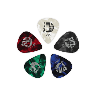 D'Addario Assorted Pearl Celluloid Guitar Picks, 10 pack, Light