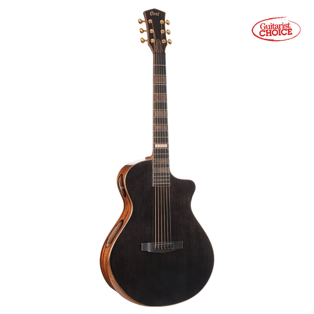 Cort MODERNBLACK Masterpiece Series Modern Black Acoustic-Electric Guitar. Trans Black Gloss