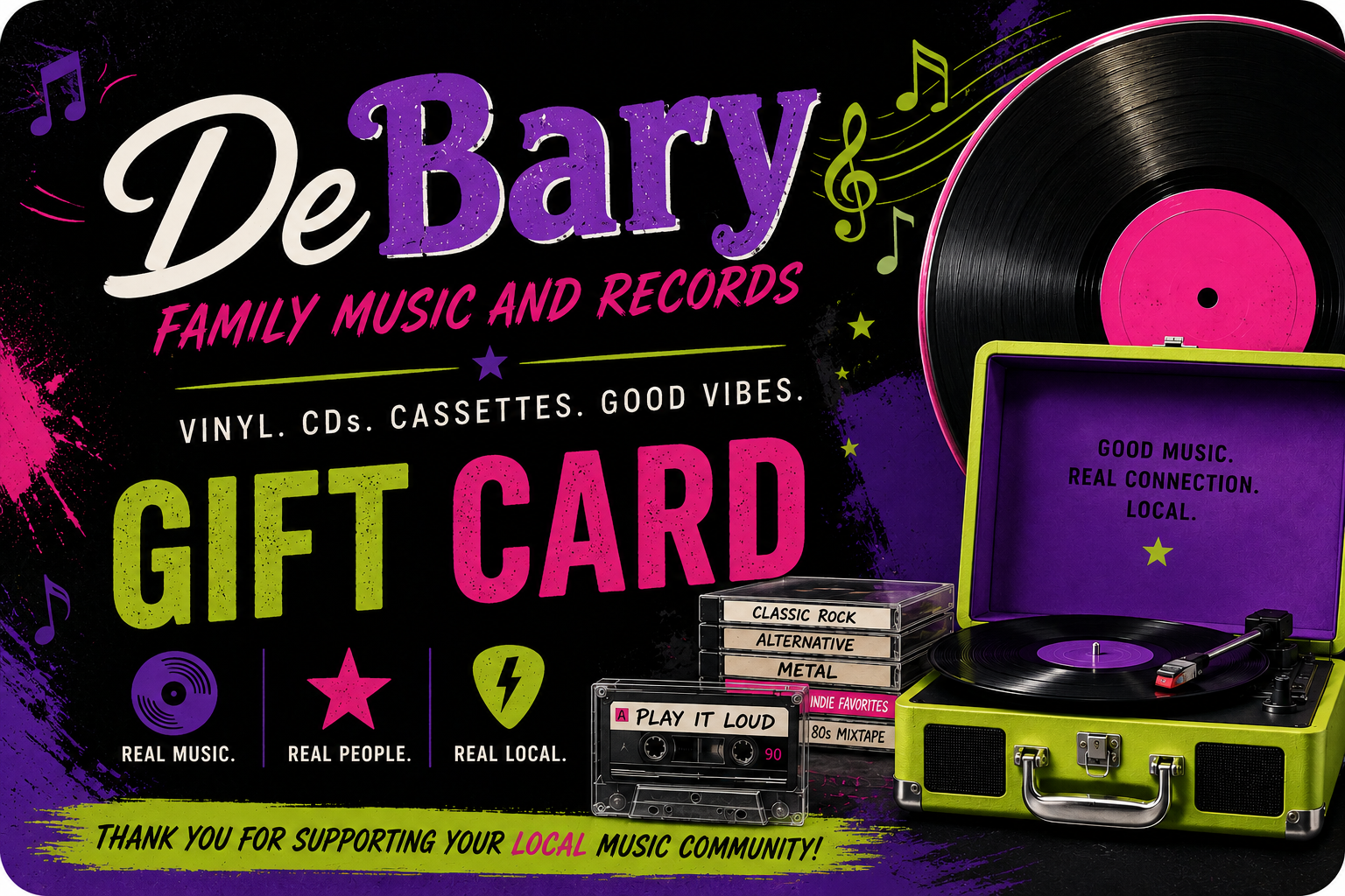 DeBary Family Music And Records, Gift Cards